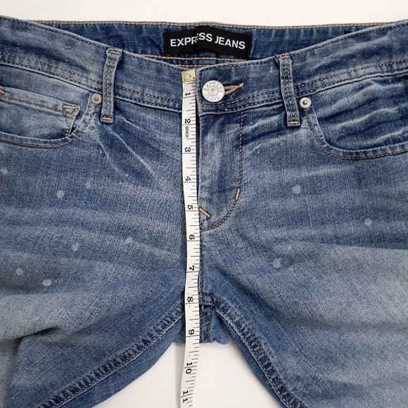 EXPRESS Stella Low Rise Cropped Skinny Jeans in Distressed Medium Wash 90094 - Picture 6 of 13